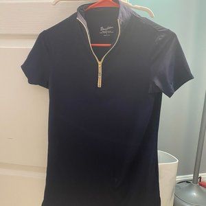 Tailored Sportsman Navy w Gold zipper short sleeve top